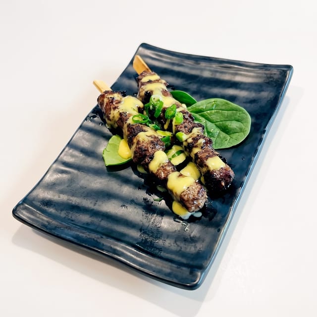 Kobe Ribeye Skewers.